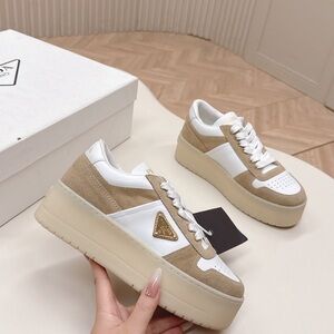 Prada Beige and White Women's Sneakers